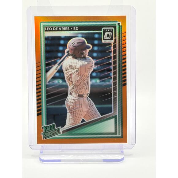 2025 Donruss Optic Leo De Vries Rated Prospect Orange Prizm 6/199 SP Padres - Picture 1 of 2
